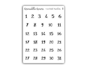 Date Number Planner Stickers - 1 cm size - Date Dots - Hobonichi Daily - BuJo Sticker - Monthly View - Weekly Spread - 1008