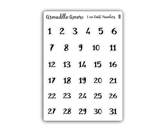 Date Number Planner Stickers - 1 cm size - Date Dots - Hobonichi Daily - BuJo Sticker - Monthly View - Weekly Spread - 1008