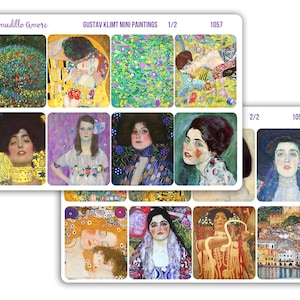 Gustav Klimt Mini Painting Stickers - Fine Art - Symbolism - Art Nouveau - Austrian Painter - The Kiss - 1057