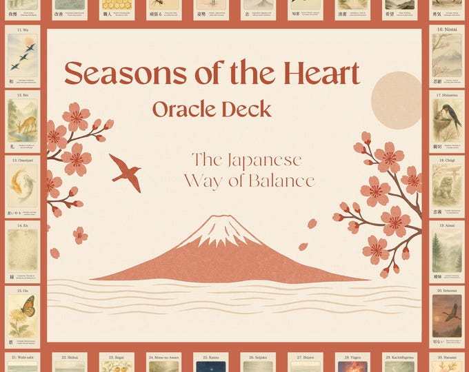 DIGITAL Oracle Deck PDF - Seasons of the Heart - The Japanese Way of Balance - Printable Cards and Guidebook