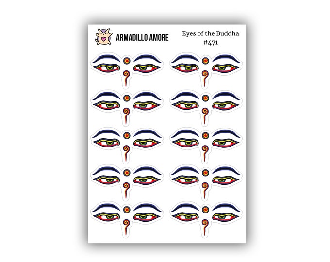 Buddha Eyes Stickers - Eyes of Wisdom - Buddhism - Buddhist - Compassion - Nepal - Clear Stickers - Laptop Stickers - Water Bottle - 471