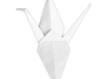 White Handmade Japanese Origami Peace Crane 3 inch Wedding Favor, Party Decoration, Mindfulness Zen Decor, Meditation Room, Minimalist Gift