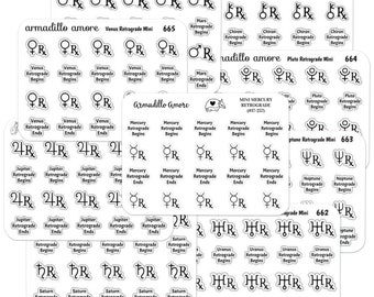 Mercury Retrograde Sticker, Astrology Stickers, Zodiac Planner Stickers, Astrology Planner, Astrologist Planner, Astrology Calendar Stickers