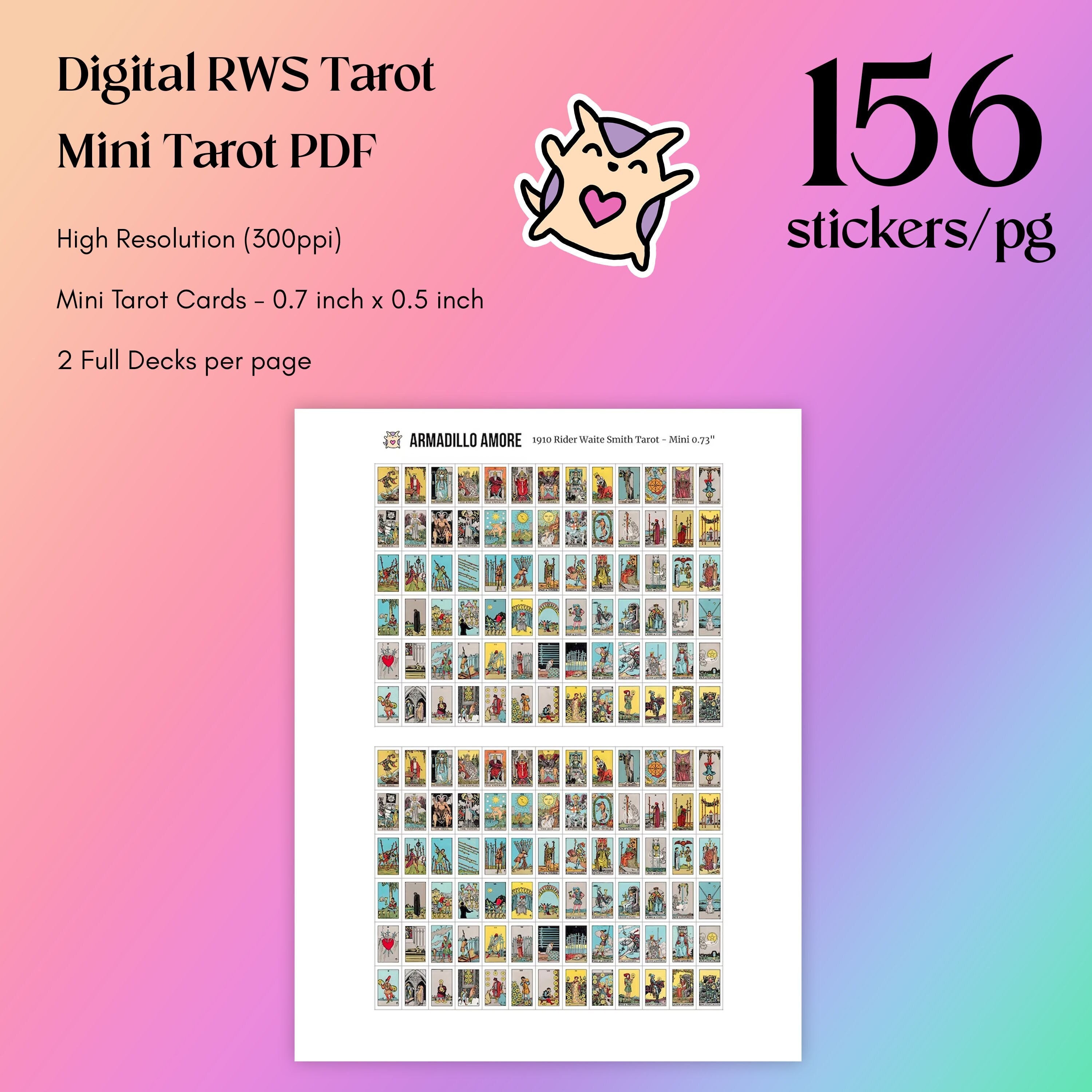 Joyppy Tarot Journal Stickers - 1008 Pcs Mini Tarot Card Stickers for Journaling - 1.25 inch x 0.78 inch - 4 Tarot Cheat Sheet Stickers Included