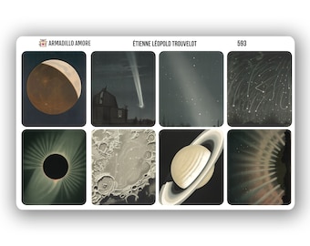 ETIENNE LEOPOLD TROUVELOT Art Stickers - Vintage - Star Planet Moon Saturn - Laptop Stickers - Water bottle - Waterproof Sticker - 593