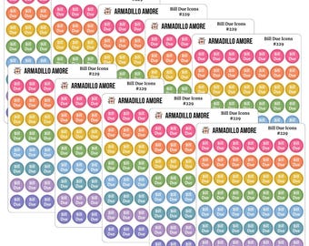 Bill Due Planner Stickers – Rainbow Icons & Quarter Boxes – Budgeting, Pay Bills, Finance, Monthly Reminder Functional Stickers - 229
