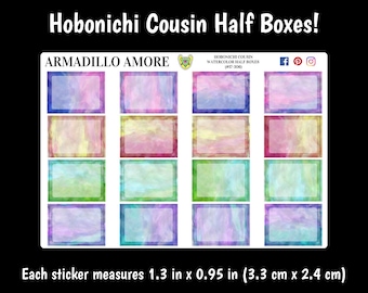 Hobonichi Cousin Watercolor Half Boxes {16 Fancy Matte Planner Stickers} 306