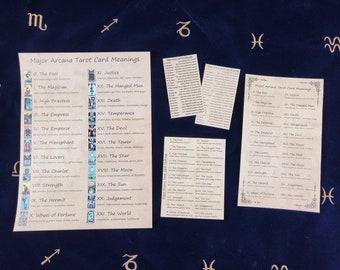 DIGITAL Major Arcana Tarot Card Interpretations for Journals - includes pdf, png, jpg - Reference - Grimoire - Vintage - Book of Shadows