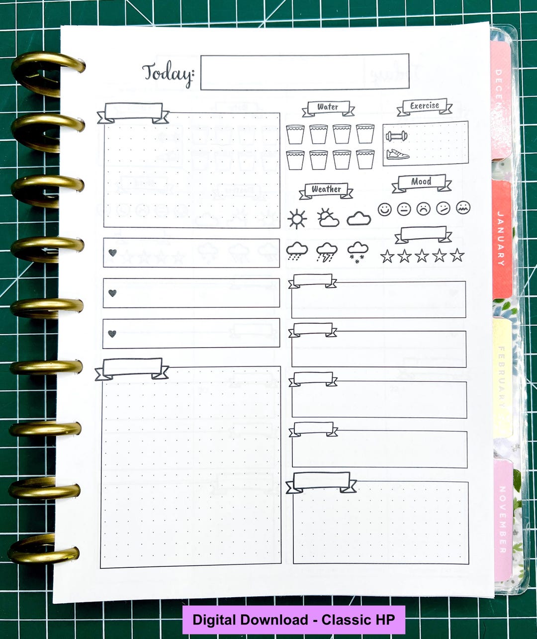 CLASSIC HP Daily 1 Day on 1 Page Happy Planner Printable PDF - 1 Page ...