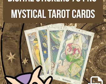 Mystical Tarot PNG Files, Esoteric Tarot PNG Digital Stickers, Kabbalah Astrology Alchemy Tarot Card Download