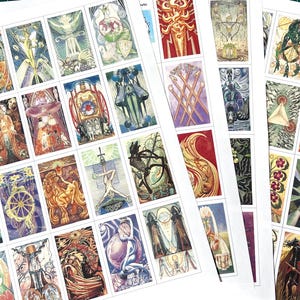 Cartas del Tarot de la Cábala Mística DIGITAL Medianas (6,35 cm de alto), Baraja Completa - Imprimible con las 78 cartas - Archivo PDF - 4 páginas