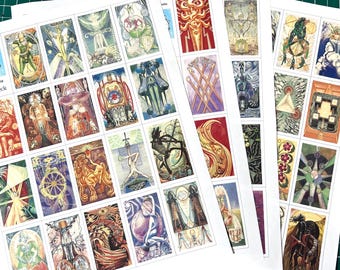 DIGITAL Medium Mystical Kabbalah Tarot Cards (2.5 inch Tall) Full Deck - Printable Featuring all 78 Cards - pdf File - 4 pages
