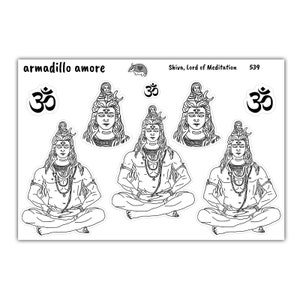 Stickers Shiva - Dessinés à la main - Mat - Haute qualité - Hindouisme - Méditation - Om - Inde - Deva - Spiritualité - Bouddhisme - 539