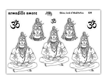 Shiva Stickers - Hand drawn - Matte - High Quality - Hinduism - Meditation - Om - India - Deva - Spirituality - Buddhism - 539