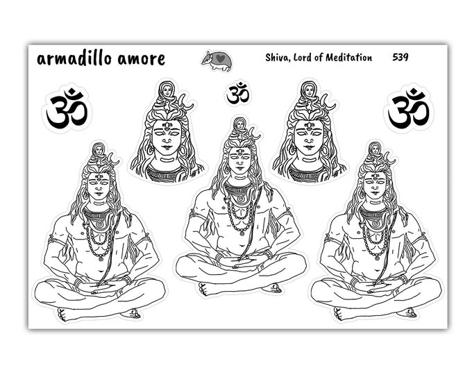 Shiva Stickers - Hand drawn - Matte - High Quality - Hinduism - Meditation - Om - India - Deva - Spirituality - Buddhism - 539