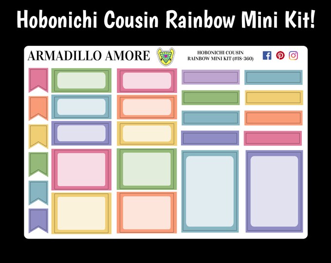 Hobonichi Cousin Rainbow Mini Kit {26 Fancy Matte Planner Stickers} 360
