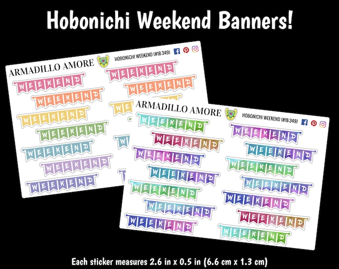 Hobonichi Cousin Weekend Banners - A5 Planner - {14 Fancy Matte Planner Stickers} 349