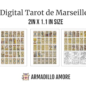 Baralho DIGITAL Tarot De Marseille Médio (2 polegadas de altura) - PDF para impressão com todas as 78 cartas - Imprima seus próprios adesivos