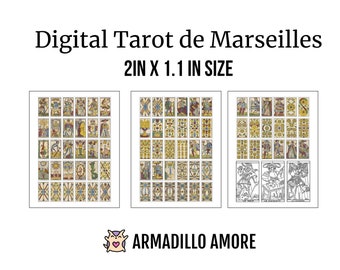 DIGITAL Tarot De Marseille Medium (2 inch Tall) Deck - Printable PDF Featuring all 78 Cards - Print Your Own Stickers