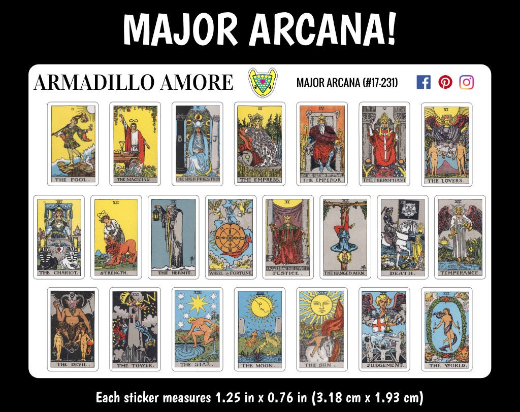 Major Arcana Tarot Card Stickers Regular Size 1.25 Inch Tarot Journal Book  of Shadows Stickers Grimoire Stickers 231 - Etsy