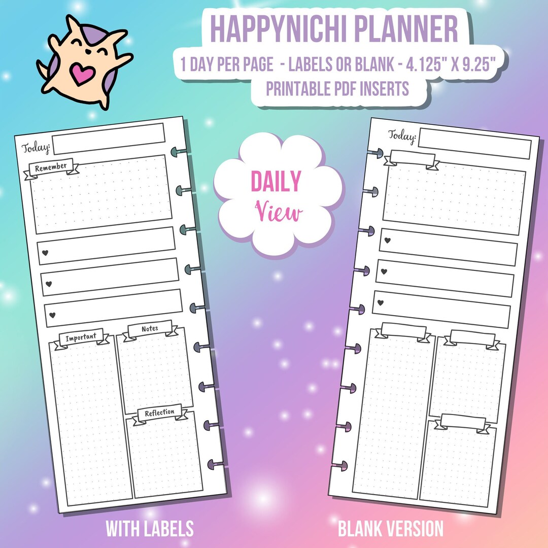 HALF SHEET Happynichi Happy Planner Daily 1 Page Printable Insert ...