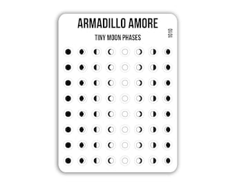 Tiny Moon Phase - 8 Phases - 0.18 inch Tiny - Tracker Planner Stickers for Hobonichi Weeks or Bullet Journal - 1010