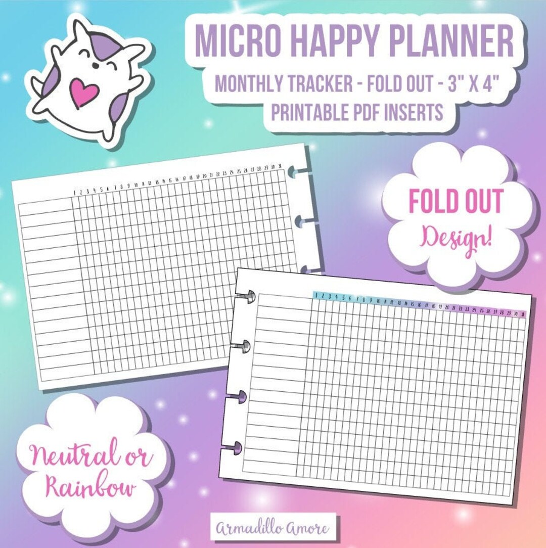 MICRO HP Happy Planner Notes Monthly Tracker Digital Printable Insert ...
