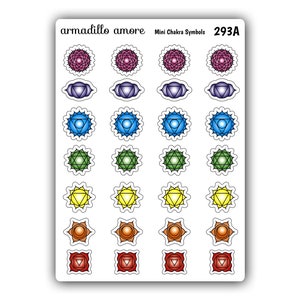 Mini Chakra Stickers - Meditation Sticker, Spiritual Sticker, Rollerball Sticker, Seven Chakras, Heart Chakra, Sacral Chakra - 293A