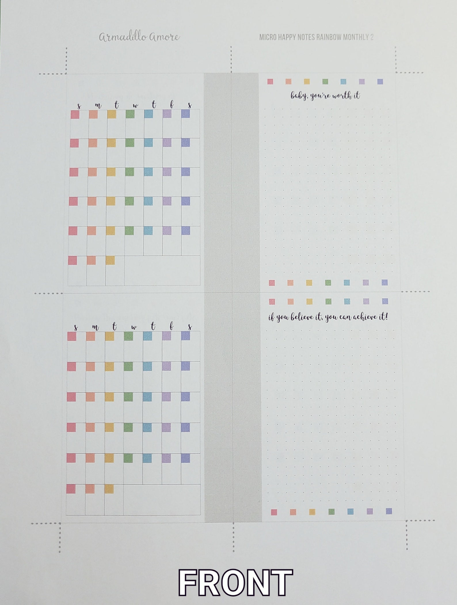 MICRO HP Happy Planner Notes Monthly Rainbow Printable Insert - Month ...