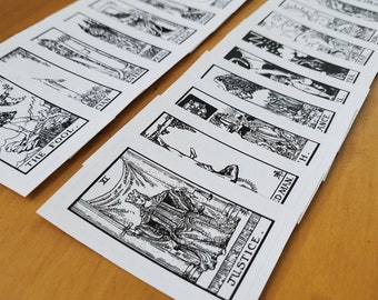 Tarot Card Stickers - Standard Size - 2.5 inch - Black and White - 22 or 78 Card Sticker Set - Major Arcana - 1095