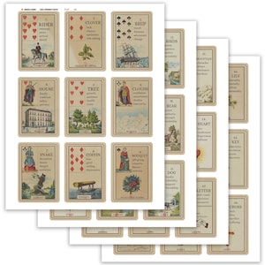 Large Lenormand Card Stickers for Journal - 3 inch x 2 inch - Lenormand Meaning Journaling