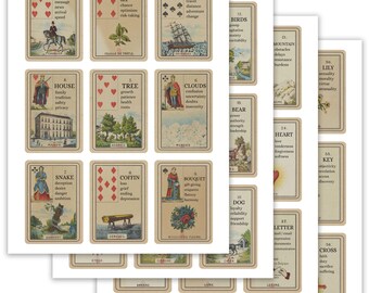 Large Lenormand Card Stickers for Journal - 3 inch x 2 inch - Lenormand Meaning Journaling