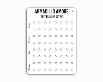 Tiny Element Glyph Stickers - 0.18 inch Tiny Stickers for Astrology Planners, Pagan Planner, Wicca Planner, Pagan Planner, Grimoire - 1112T