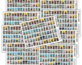 Mini Tarot Stickers (0.75 inch) - Full Deck - Tarot Journal - Tarot Journaling - 780 Stickers - Journaling Stickers - 709