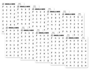 Small Rune Glyph Planner Stickers - 0.375 inch 480 Sticker Pack Calendar Bullet Journal - Elder Futhark Runic Alphabet Germanic Runes - 1092