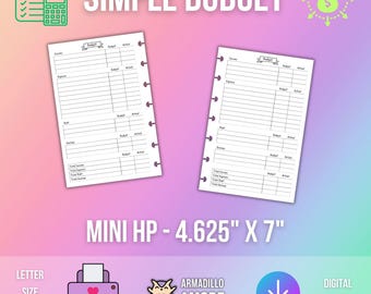 MINI HP Simple Budget Planner Printable - Financial Printable Tracker, Savings Printable, Financial Planner, Budget Planner pdf