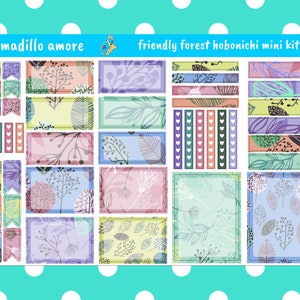 Minikit de pegatinas Hobonichi Cousin de Friendly Forest - Pegatinas para planificador - Mate - Calidad prémium - Planta - Funcional - Terroso - 559