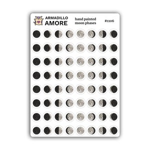 Maanfase aquarel handgeschilderde stickers - 0,375 inch kleine planner stickers - maantracker stickers - maan illustratie - 1106