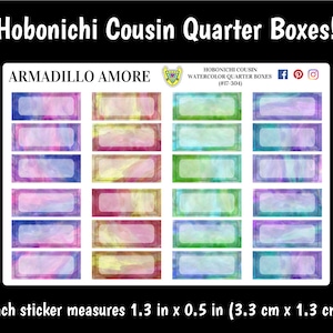 Hobonichi Cousin Watercolor Quarter Boxes {24 Fancy Matte Planner Stickers} 304