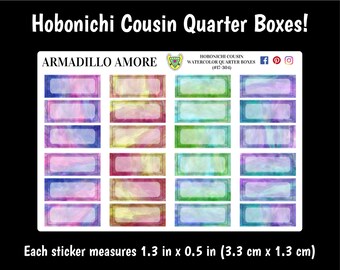 Hobonichi Cousin Watercolor Quarter Boxes {24 Fancy Matte Planner Stickers} 304