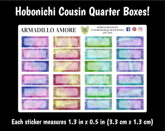 Hobonichi Cousin Watercolor Quarter Boxes {24 Fancy Matte Planner Stickers} 304