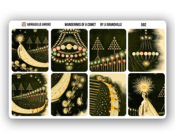 Wanderings of a Comet by JJ Grandville Sticker Set - Vintage Illustration - Fine Art Mini Stickers - 592