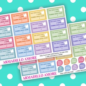 Daily 1000 Word Count Half Boxes & Motivational Stickers {40 Fancy ...