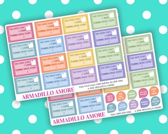 Daily 1000 Word Count Half Boxes & Motivational Stickers {40 Fancy Matte or Glossy Planner Stickers, Double Rainbow Theme} 158