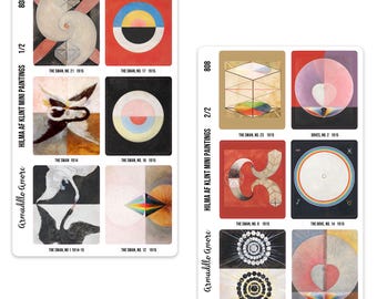Hilma af Klint Art Journal Stickers - 12 Mini Painting Fine Art Journaling Stickers - Mystical Spiritual Art, Swedish Abstract Art - 808