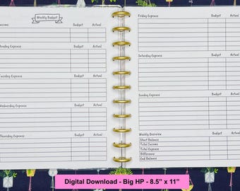 BIG HP Weekly Budget Planner Printable Insert - Financial Printable Tracker, Savings Printable, Financial Happy Planner pdf Letter Size