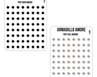 Tiny Moon Phase - Full Moon or New Moon Only - 0.18 inch Tiny - Tracker Planner Stickers for Hobonichi Weeks or Bullet Journal - 1132