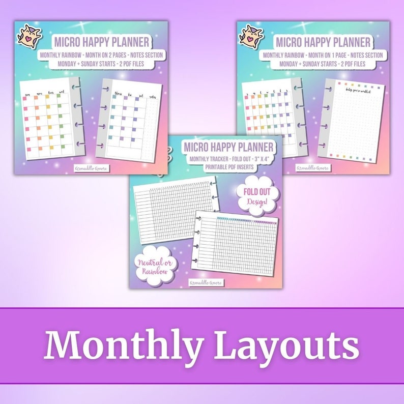 MICRO HP Weekly & Monthly Planner Spreads - 14 Inserts Printable Bundle ...