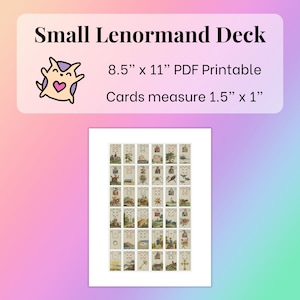 DIGITAL Small Lenormand Card Deck (1.5" x 1") PDF - Lenormand Printable - Lenormand Beginner - Lenormand Reading - Digital Lenormand DIY