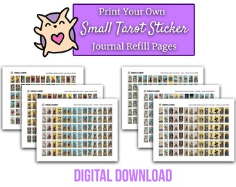 DIGITAL Small Tarot Refill Page Set - (1.1 inch Tall) Printable for Tarot Journal - Tarot Journaling - 6 Page PDF - All 78 Cards